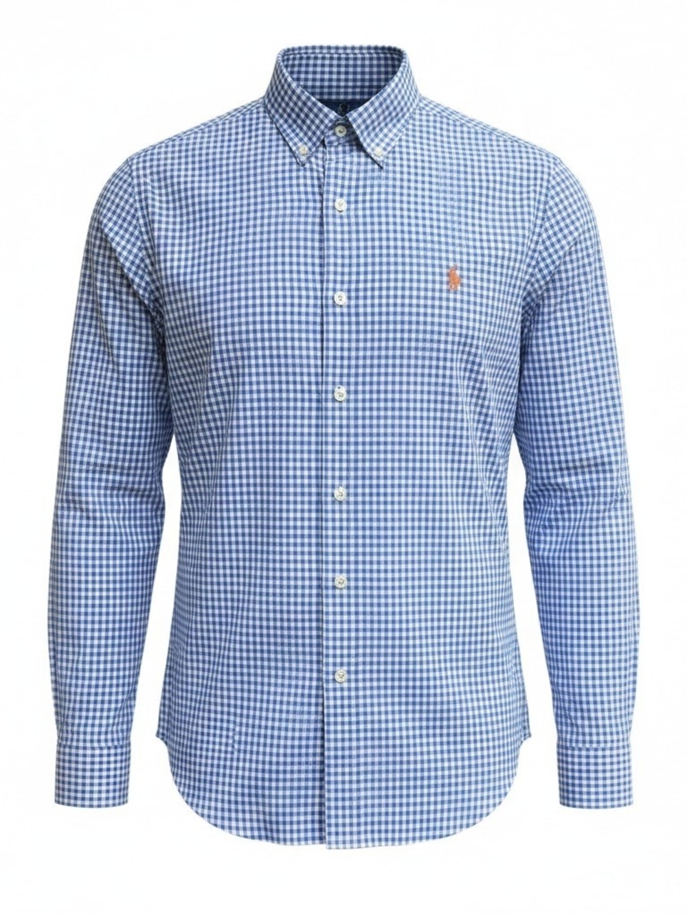 Ralph Lauren Men’s Custom Fit Gingham Button Down Shirt Size Small Blue White